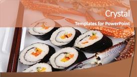  Presentation with salmon dish - Audience pleasing slides consisting of bile - maki sushi maki rolls backdrop and a coral colored foreground