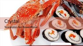  Presentation with salmon dish - Audience pleasing presentation theme consisting of bile - maki sushi maki rolls backdrop and a coral colored foreground