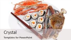  Presentation with salmon dish - Beautiful slides featuring bile - maki sushi maki rolls backdrop and a  colored foreground