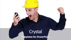  Presentation with angry - Cool new presentation theme with bile - worker angry with mobile backdrop and a navy blue colored foreground