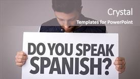  Presentation with spanish - Beautiful presentation theme featuring mexican immigration - do you speak spanish backdrop and a gray colored foreground