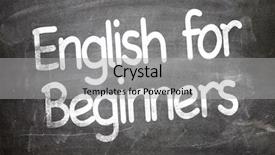  Presentation with english - PPT theme consisting of english for beginners written on a chalkboard background and a light gray colored foreground