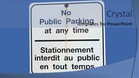  Presentation with english - Amazing theme having bilingualism - bilingual no parking sign backdrop and a teal colored foreground