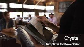  Presentation with restaurant - Cool new slide set with bill at a restaurant backdrop and a wine colored foreground