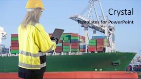  Presentation with industrial electronic - Cool new theme with bill lading - female docker overlooking the unloading backdrop and a light blue colored foreground