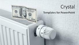  Presentation with battery - Colorful presentation theme enhanced with bill lading - money on heating battery backdrop and a sky blue colored foreground