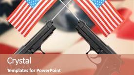  Presentation with gun american flag - Cool new PPT layouts with bill rights - firearms and american flag backdrop and a coral colored foreground