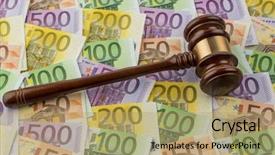  Presentation with gavel - PPT theme featuring bill rights - gavel and euro notes background and a  colored foreground