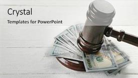  Presentation with money talks - Slide deck featuring bill rights - gavel with money on wooden background and a  colored foreground