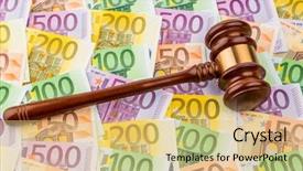  Presentation with bill rights - Presentation theme enhanced with bill rights - judges gavel and euro banknotes background and a coral colored foreground