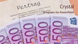  Presentation with bill rights - Presentation theme enhanced with bill rights - many euro bank notes background and a  colored foreground