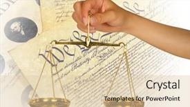 Presentation with bill rights - Presentation theme with bill rights - woman holding a scale background and a  colored foreground