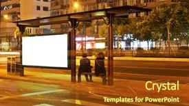  Presentation with bus station - Amazing slide deck having billboard in the station backdrop and a tawny brown colored foreground