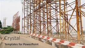  Presentation with road - Slide set with billboard-scaf-folding-along-road background and a coral colored foreground