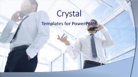  Presentation with people talking - Amazing PPT layouts having billboard techology - bottom view business people talking backdrop and a sky blue colored foreground