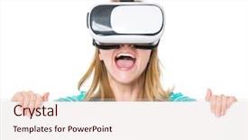  Presentation with virtual technology - Presentation design enhanced with billboard techology - wow excited young woman background and a lemonade colored foreground