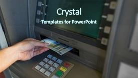  Presentation with atm machine - Beautiful slides featuring billet - finance money bank and people backdrop and a tawny brown colored foreground