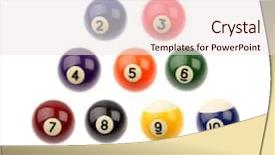  Presentation with billiard - PPT theme consisting of billiard - set of fifteen pool balls background and a sky blue colored foreground
