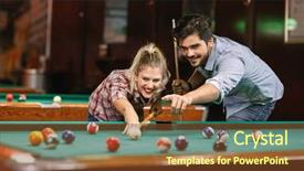  Presentation with billiard - Audience pleasing presentation consisting of billiard- smiling couple shooting pool backdrop and a tawny brown colored foreground