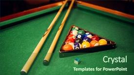  Presentation with billiard - Audience pleasing theme consisting of billiard balls cue and pyramid backdrop and a ocean colored foreground