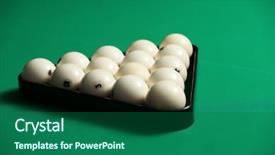  Presentation with billiard - Slide set featuring billiard balls in triangle background and a ocean colored foreground