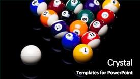  Presentation with billiard - Theme featuring billiard balls isolate on black background and a black colored foreground