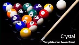  Presentation with billiard - PPT theme consisting of billiard balls isolate on black background and a black colored foreground
