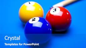  Presentation with billiard - Cool new PPT theme with billiard balls isolate on blue backdrop and a dark gray colored foreground