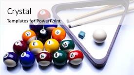  Presentation with billiard - Theme enhanced with billiard balls isolate on white background and a white colored foreground