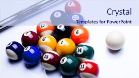  Presentation with billiard - Amazing theme having billiard balls isolate on white backdrop and a sky blue colored foreground