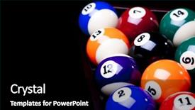  Presentation with billiard - Theme featuring billiard balls isolated on black background and a black colored foreground