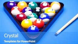  Presentation with billiard - Amazing PPT layouts having billiard balls isolated on blue backdrop and a cobalt blue colored foreground