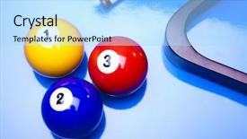  Presentation with billiard - Colorful slide deck enhanced with billiard balls isolated on blue backdrop and a light blue colored foreground