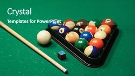  Presentation with billiard - Presentation theme having billiard balls near by cue background and a ocean colored foreground