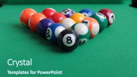  Presentation with billiard - Presentation design with billiard balls on a green background and a ocean colored foreground