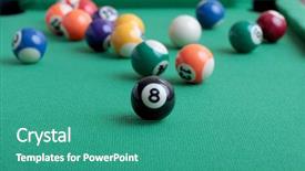  Presentation with billiard - PPT theme consisting of billiard balls on a green background and a teal colored foreground