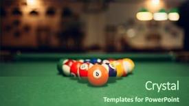  Presentation with billiard - Slides having billiard balls on green table background and a ocean colored foreground