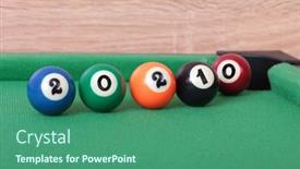  Presentation with billiard - Colorful presentation enhanced with billiard-balls-on-green-table backdrop and a ocean colored foreground