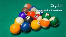  Presentation with billiard - Colorful slide deck enhanced with billiard balls on pool green backdrop and a ocean colored foreground