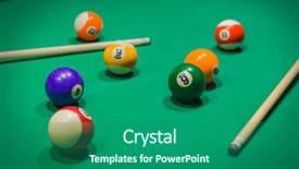  Presentation with billiard - Colorful slide deck enhanced with billiard balls on pool green backdrop and a ocean colored foreground