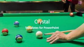  Presentation with billiard - Beautiful PPT theme featuring billiard balls on pool green backdrop and a ocean colored foreground