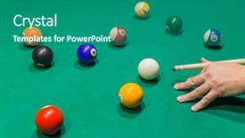  Presentation with billiard - PPT layouts having billiard balls on pool green background and a ocean colored foreground