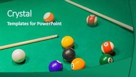  Presentation with billiard - Presentation design enhanced with billiard balls on pool green background and a ocean colored foreground