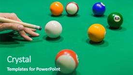 Presentation with billiard - Presentation consisting of billiard balls on pool green background and a ocean colored foreground