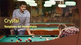  Presentation with billiard - Presentation with billiard game- couple enjoying playing background and a tawny brown colored foreground