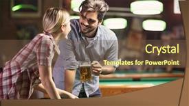  Presentation with billiard - Slides having billiard game- young couple beginning background and a tawny brown colored foreground