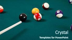  Presentation with billiard - Presentation having billiard game details balls cue table background and a ocean colored foreground