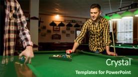  Presentation with billiard - Colorful presentation theme enhanced with billiard players places colorful balls backdrop and a forest green colored foreground