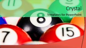  Presentation with spheres - Theme enhanced with billiard spheres background background and a  colored foreground