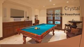 Presentation with room - PPT theme having billiards-table-in-games-room background and a coral colored foreground